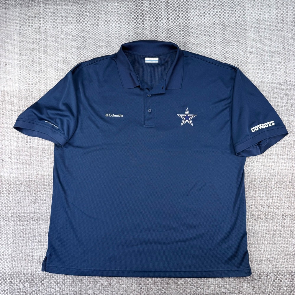 Columbia Polo Shirt Mens XXL Navy Blue Dallas Cowboys PFG Omni-Shade Vented